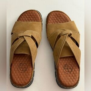 Women’s Tan Leather Slip-On Sandals